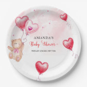 Schattigee rustieke teddybeer hart ballon Baby sho Papieren Bordje (Voorkant)