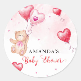 Schattigee rustieke teddybeer hart ballon Baby sho Ronde Sticker