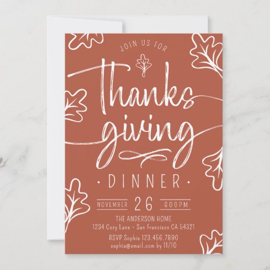 Schattigee rustieke Thanksgiving Diner Script Fall Kaart (Voorkant)