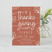 Schattigee rustieke Thanksgiving Diner Script Fall Kaart (Staand voorkant)