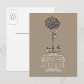 Schattigee rustieke Tree & Hearts Mason Jars Save  Aankondigingskaart (Voorkant / Achterkant)