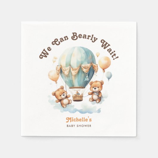 Schattigee Rustieke Twins Baby shower Beer met Bal Servet (Voorkant)