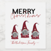 Schattigee rustieke vrolijke kerst familienaam kab wijn etiket (Enkel label)