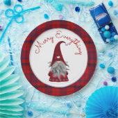 Schattigee rustieke vrolijke kerst Plaid Gnome Papieren Bordje (Feest)