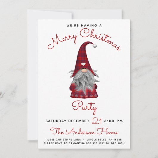 Schattigee rustieke vrolijke kerstfeest Plaid Gnom Kaart (Voorkant)