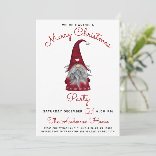 Schattigee rustieke vrolijke kerstfeest Plaid Gnom Kaart (Staand voorkant)