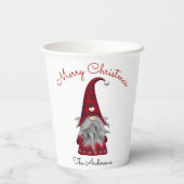 Schattigee rustieke vrolijke kerstfeest Plaid Gnom Papieren Bekers (Achterkant)