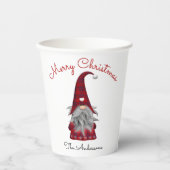 Schattigee rustieke vrolijke kerstfeest Plaid Gnom Papieren Bekers (Voorkant)