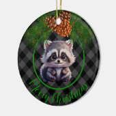 Schattigee Rustieke wasbeer zwart geruite geruite Keramisch Ornament (Links)