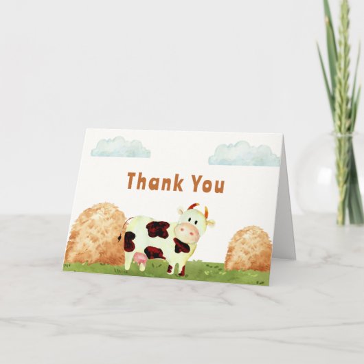 Schattigee rustieke Waterverf Heilige Koe Boerderi Bedankkaart (Voorkant)