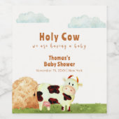 Schattigee rustieke Waterverf Heilige Koe Boerderi Wijn Etiket (Enkel label)