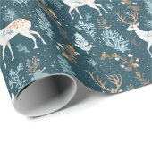 Schattigee rustieke winterbossen & hertenkerst cadeaupapier (Rol Hoek)