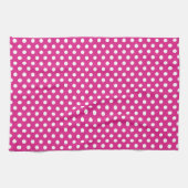 Schattigee rustieke witte polka stippen roze retro theedoek (Horizontaal)