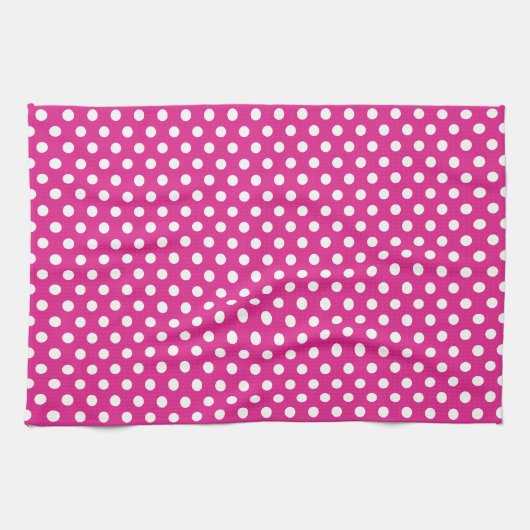 Schattigee rustieke witte polka stippen roze retro theedoek (Horizontaal)