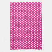 Schattigee rustieke witte polka stippen roze retro theedoek (Verticaal)