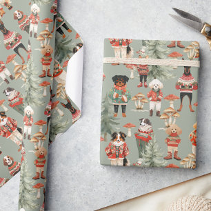 Schattigee rustieke Woodland Dog Christmas Cadeaupapier