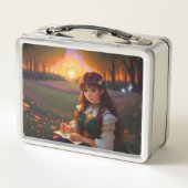 Schattigee Sad Anime Style Vrouw in Meadow bij zon (Achterkant)