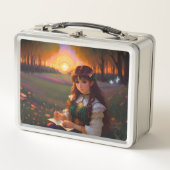 Schattigee Sad Anime Style Vrouw in Meadow bij zon (Voorkant)