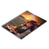 Schattigee Sad Anime Style Vrouw in Meadow bij zon Notitieboek (Linkerzijde)