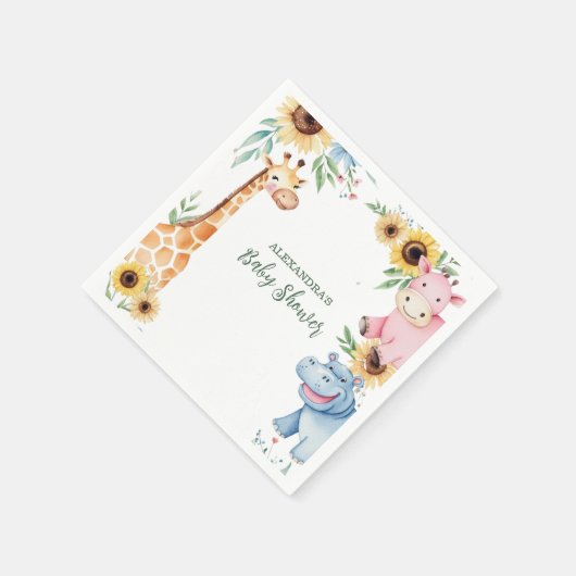 Schattigee Safari Animal Greenery Baby Showe Baby  Servet (Hoek)