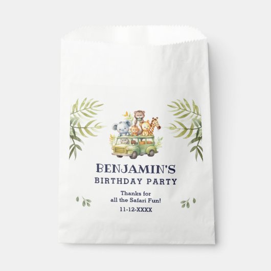 Schattigee Safari Animal Oerwoud Verjaardag Bedank Bedankzakje (Voorkant)
