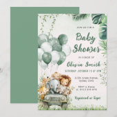 Schattigee Safari Animals Oerwoud Baby shower Kaart (Voorkant / Achterkant)