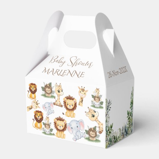 Schattigee safari Baby shower Favor Boxes Bedankdoosjes (Achterkant)