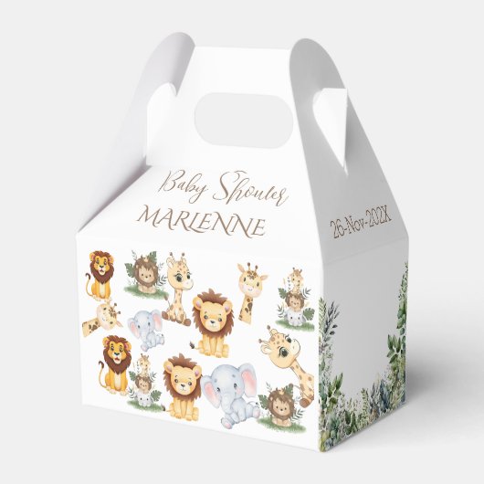 Schattigee safari Baby shower Favor Boxes Bedankdoosjes (Voorkant Zijde)