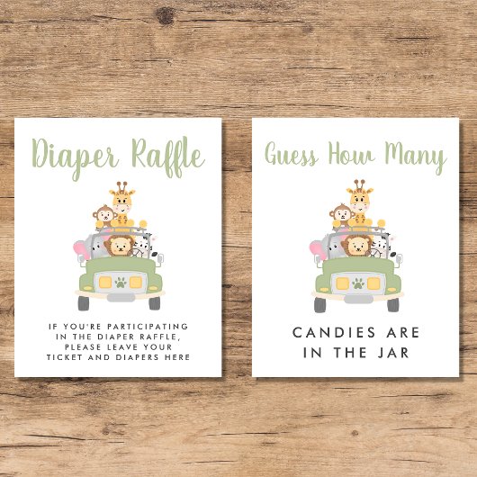 Schattigee Safari Baby shower Games Poster Set