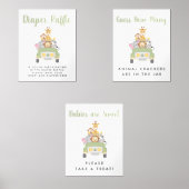 Schattigee Safari Baby shower Games Poster Set (Voorkant)
