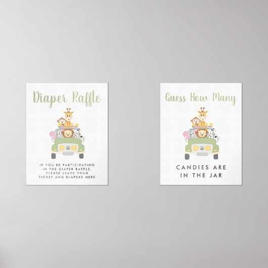 Schattigee Safari Baby shower Games Poster Set (Voorkant)