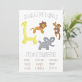 Schattigee Safari Balloon Animals Verjaardagsfeest Kaart (Staand voorkant)
