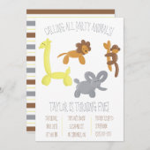 Schattigee Safari Balloon Animals Verjaardagsfeest Kaart (Voorkant / Achterkant)