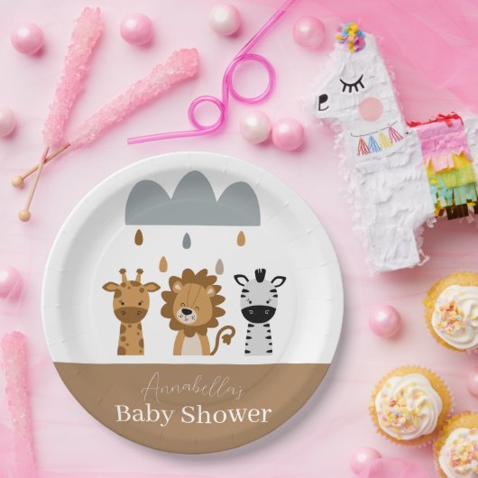 Schattigee Safari Boho Baby Dieren Papieren Bordje (Feest)