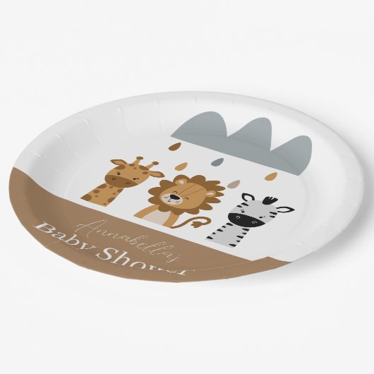 Schattigee Safari Boho Baby Dieren Papieren Bordje (Gekanteld)