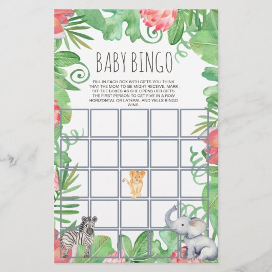 Schattigee Safari Dier Tropische Bloemen Baby Bing Flyer (Voorkant)