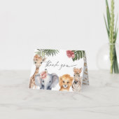 Schattigee Safari Dieren Baby Meisje Douche Dank u Bedankkaart (Voorkant)