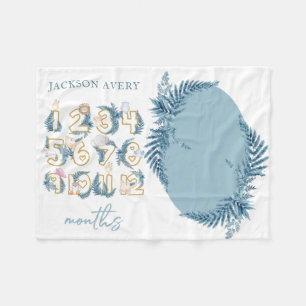 Schattigee Safari Dieren Baby Milestone Fleece Deken