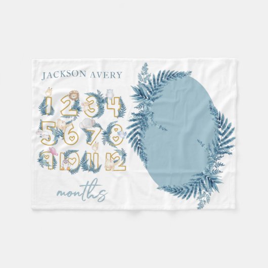 Schattigee Safari Dieren Baby Milestone Fleece Deken (Voorkant (Horizontaal))