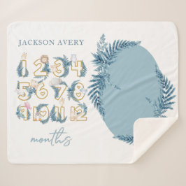 Schattigee Safari Dieren Baby Milestone Sherpa Deken