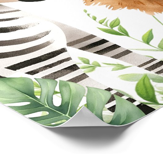 Schattigee Safari Dieren Baby shower Welkom Poster (Hoek)