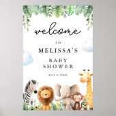 Schattigee Safari Dieren Baby shower Welkom Poster (Voorkant)