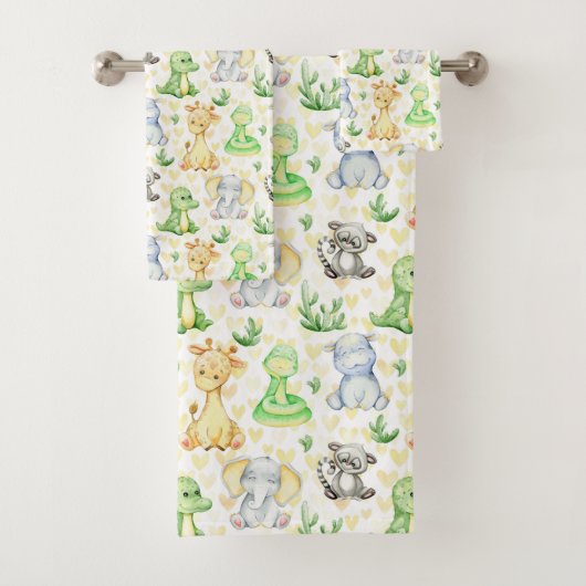 Schattigee Safari Dieren Badhanddoek Set Bad Handdoek (Insitu)
