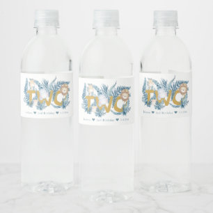 Schattigee Safari Dieren gepersonaliseerd 2e Verja Waterfles Etiket