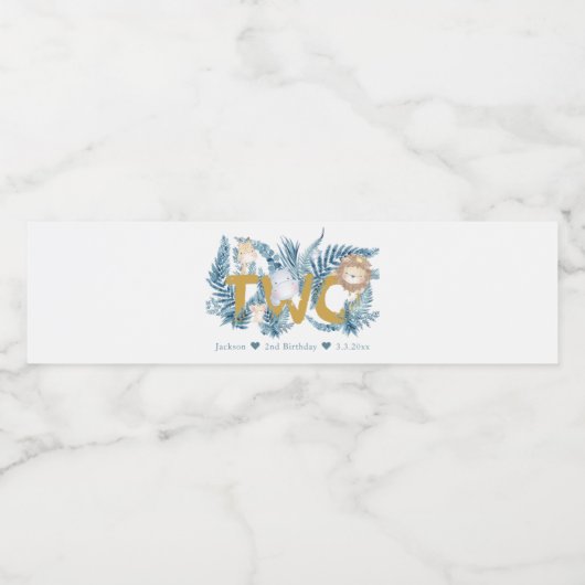 Schattigee Safari Dieren gepersonaliseerd 2e Verja Waterfles Etiket (Enkel label)