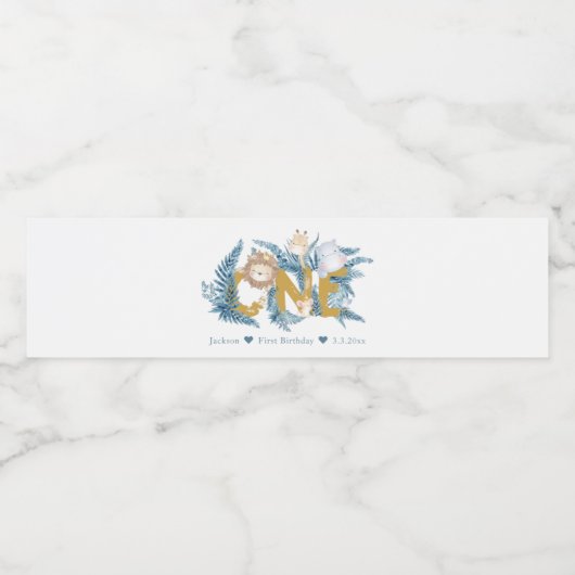 Schattigee Safari Dieren Gepersonaliseerd Eerste V Waterfles Etiket (Enkel label)