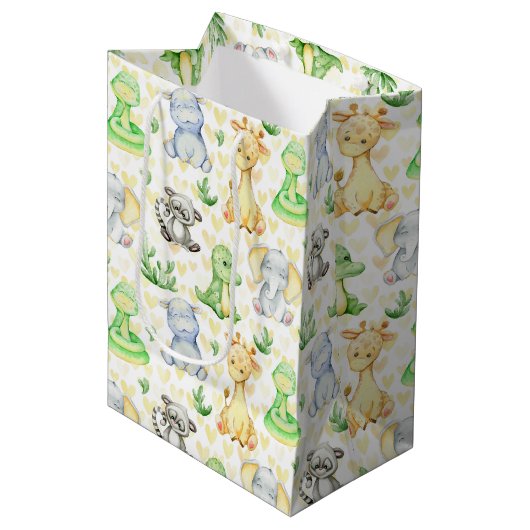 Schattigee Safari Dieren Gift Bag Medium Cadeauzakje (Voorkant Gekanteld)