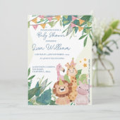 Schattigee Safari Dieren Groene Blad Thema Baby sh Kaart (Staand voorkant)