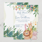 Schattigee Safari Dieren Groene Blad Thema Baby sh Kaart (Voorkant / Achterkant)