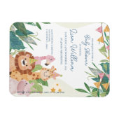 Schattigee Safari Dieren Groene Blad Thema Baby sh Magneet (Horizontaal)